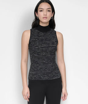 DKNY Women's Sleeveless Mock-Neck Sweater Black Size M MSRP $69