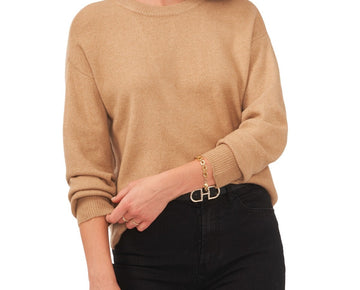 1.STATE Women's Long Sleeve Cozy Wrap Back Sweater LIGHT BROWN Size S MSRP $89