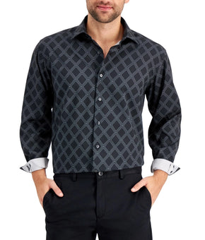 Alfani Dress Shirt Mens Black Diamond Stretch Size 15/15.5 x 34/35 $60