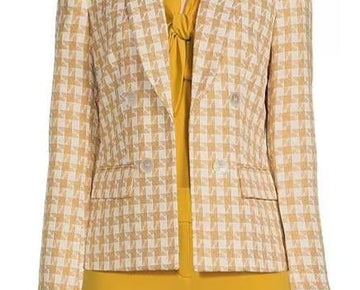 Kasper Tweed Shawl Collar Faux Jacket pockets Yellow BTTRSTCH, Size: 4