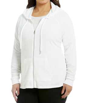 Calvin Klein Performance Womens White Hooded Jacket Plus Size 2X MSRP $59