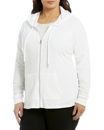 Calvin Klein Performance Womens White Hooded Jacket Plus Size 2X MSRP $59