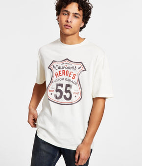 HEROES MOTORS Men's 55 Graphic T-Shirt Ivory Size L