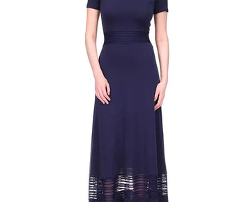 MICHAEL MICHAEL KORS Sheer-Stripe Maxi Dress Navy Blue Size XS MSRP $125