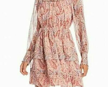Aqua Paisley Print Mini Dress Women's Pink Combo Size XS MSRP $88