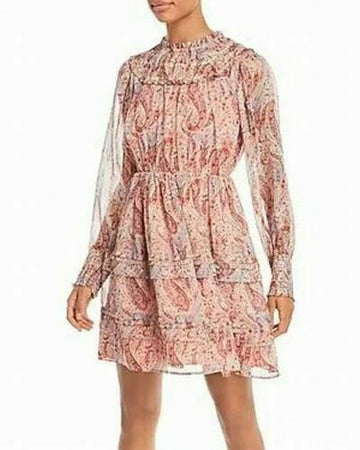 Aqua Paisley Print Mini Dress Women's Pink Combo Size XS MSRP $88