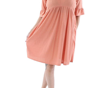 NY Collection Womens Petites Size PXL Orange Textured V-Neck Shift Dress