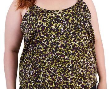 Bar III Womens Plus Scoop Neck Tank Shell Brown Size 1X