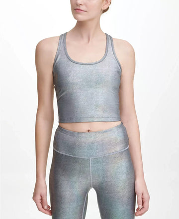 Calvin Klein Performance Womens Cropped Tank Top Size S Luster Silver MSRP $50