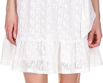 MICHAEL KORS Women's Eyelet Mock-Neck Mini Dress White Size XL MSRP $140