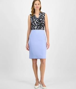 Kasper Women's Stretch Crepe Pencil Skirt Blue Size 2P MSRP $69