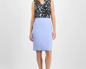 Kasper Women's Stretch Crepe Pencil Skirt Blue Size 2P MSRP $69