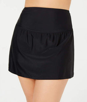 Island Escape La Palma High-Waist Tummy Control Swim Skirt Black Plus Size 22W