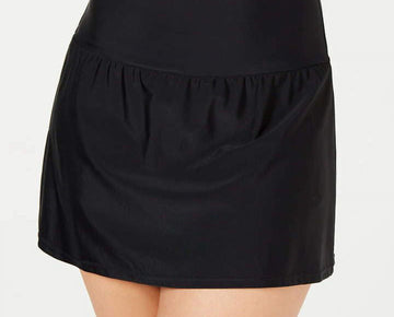 Island Escape La Palma High-Waist Tummy Control Swim Skirt Black Plus Size 22W