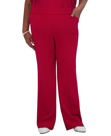 Kasper Women's High-Rise Pull-On Flare Pants RED Size M MSRP $79