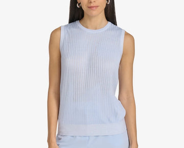 Calvin Klein Women's Sleeveless Rib-Knit Sweater Blue Size XL MSRP $59