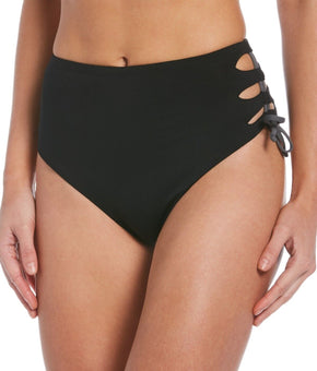 Nike Lace-Up High-Waist Bikini Bottoms Women's Swimsuit Black Size S MSRP $48