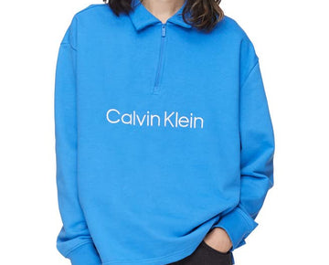 Calvin Klein Men's Relaxed Fit Terry Long Sleeve Polo Shirt Blue, Size M