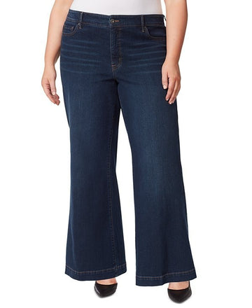 Jessica Simpson Trendy Plus Size 16W True Love Trouser Wide-Leg Jeans $79