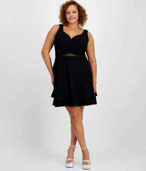 Emerald Sundae Trendy Plus Size 14 Sweetheart Layered Skater Dress Black $89