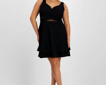 Emerald Sundae Trendy Plus Size 14 Sweetheart Layered Skater Dress Black $89