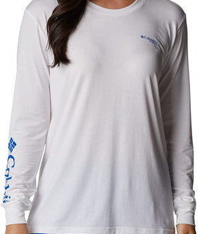 Columbia Womens Slack Boyfriend Long Sleeve White Macaw Gradient Size XL
