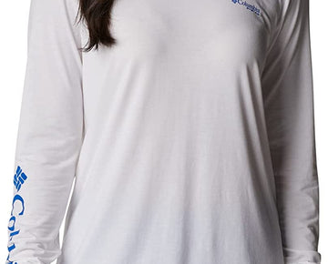 Columbia Womens Slack Boyfriend Long Sleeve White Macaw Gradient Size XL