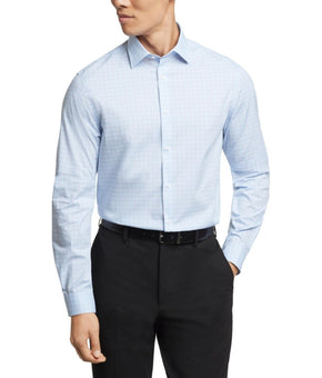 Michael Kors Comfort Stretch Check Dress Shirt Blue Size 18.5x36/37 MSRP $90