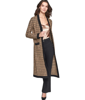 KARL LAGERFELD PARIS Women's Tweed Duster Cardigan Black XS MSRP $169
