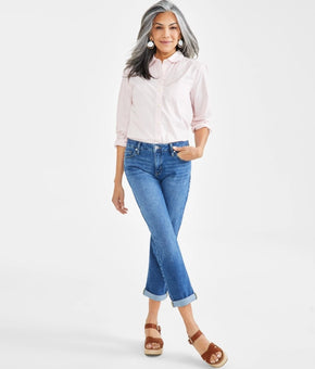 Style & Co Women's Mid-Rise Relaxed Girlfriend Jeans Blue Size 8