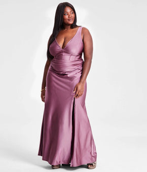 Emerald Sundae Trendy Plus Size 18 Corset Lace-Up-Back Gown Dark Pink MSRP $119
