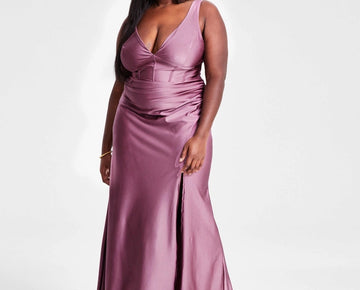 Emerald Sundae Trendy Plus Size 18 Corset Lace-Up-Back Gown Dark Pink MSRP $119