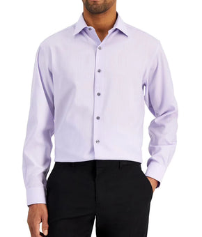 Alfani Regular Fit Herringbone Dress Shirt Size 16/16.5 x 34/35 Purple MSRP $65