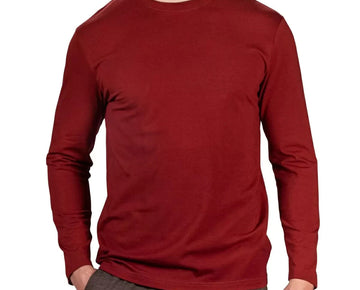 Natori Men's Buji Solid Long-Sleeve Pajama T-Shirt Size S Brick Brown MSRP $52