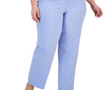 Kasper Stretch Crepe Mid-Rise Ankle Pants Blue Plus Size 18W MSRP $89