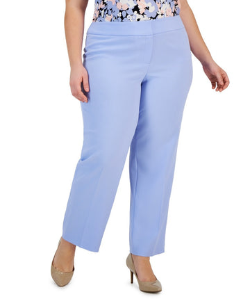 Kasper Stretch Crepe Mid-Rise Ankle Pants Blue Plus Size 18W MSRP $89