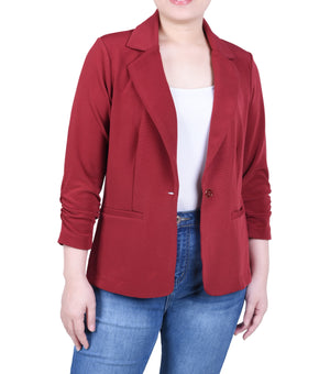 Petite 3/4 Sleeve Knit Ottoman Jacket Red Size PM