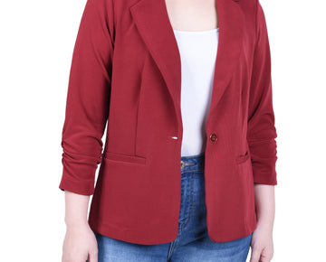 Petite 3/4 Sleeve Knit Ottoman Jacket Red Size PM
