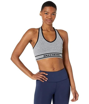 Skechers Sports Bra Womens Size S Gray Seamless Racerback Wireless Knit Stretch