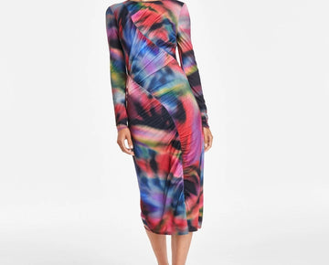 Vince Camuto Women's Printed Long-Sleeve Bodycon Dress Multi Color Size 6 $148