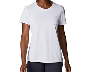 Columbia Women's Hike Short Sleeve Crew, White, Size L