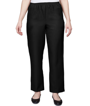 Alfred Dunner Womens Petite Elastic Waist Short Length Pant Size 8P Black