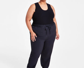 Nina Parker Trendy Plus Size 2X Wide-Leg Joggers Black MSRP $89