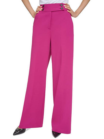 Calvin Klein Womens Plus High Rise Business Wide Leg Pants Pink 20W MSRP $109