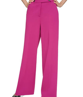 Calvin Klein Womens High Rise Wide Leg Pants Pink Plus Size 14W MSRP $109