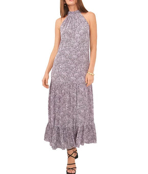 Vince Camuto Sleeveless Printed Halter Maxi Dress Purple Size XS MSRP $119