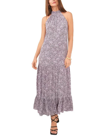 Vince Camuto Sleeveless Printed Halter Maxi Dress Purple Size XS MSRP $119