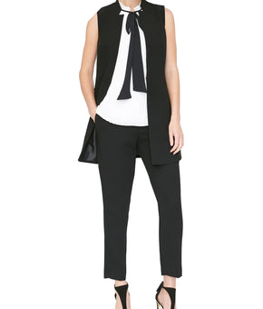 DKNY Womens Petites Solid Vest Black Size 4P