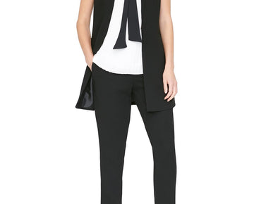 DKNY Womens Petites Solid Vest Black Size 4P