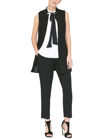 DKNY Womens Petites Solid Vest Black Size 4P